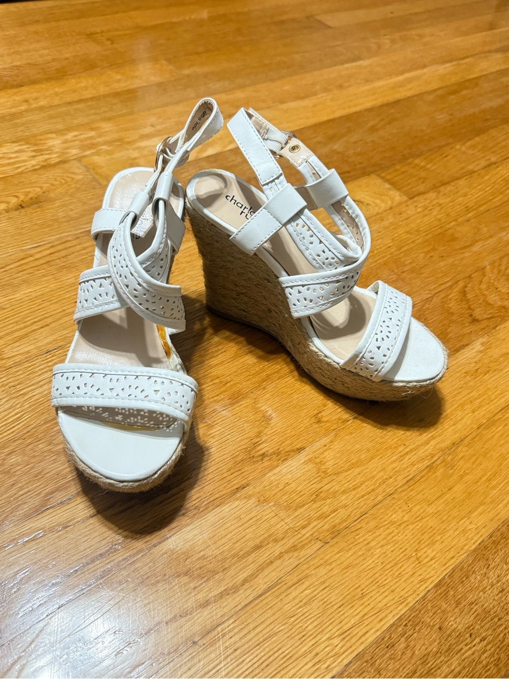 Charlotte Russe White Braided Espadrille Wedge Sandals